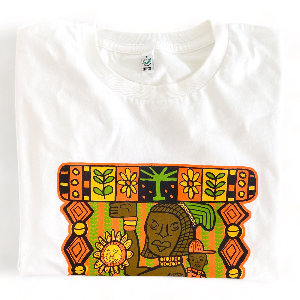 Yoruba Style T-shirt in White - Charlie Evaristo-Boyce