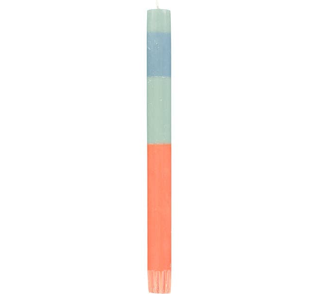 ABSTRACT Striped Opaline, Pompadour & Rust Eco Dinner Candles, 4 per pack