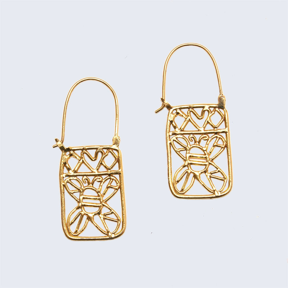 Honey Bee Lace Earrings 'brass'