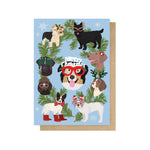 Christmas Dogs in Glasses Greetings Card