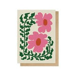 Fun Fern And Pink Poppy Greetings Card