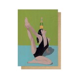 Champagne Yoga Greetings Card