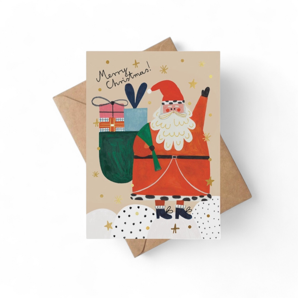 Santa Gold Foil Greetings Card