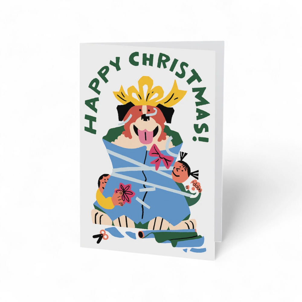 Wrapped Dog Greetings Card