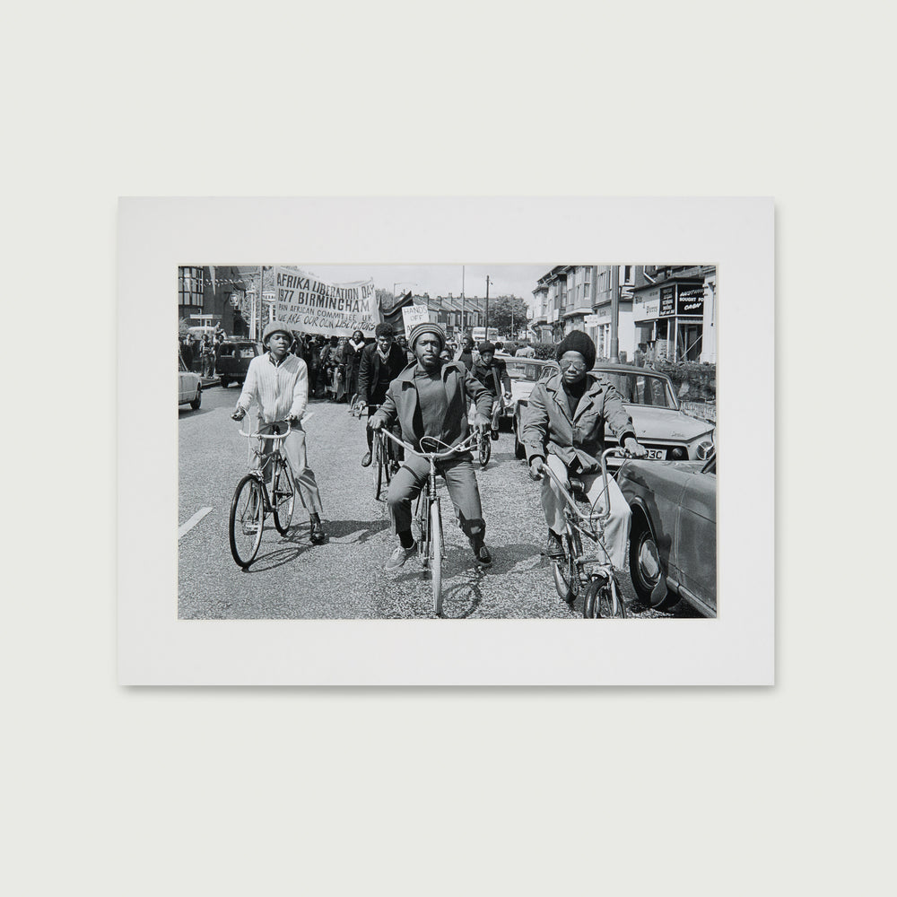 Vanley Burke, Out-riders head the Africa Liberation Day rally Art Print