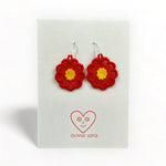 Red Floral Earrings Small