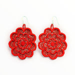 Red Floral Earrings Medium