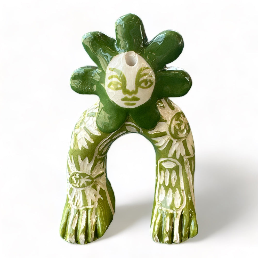 Green Ceramic Incense Sprout - Freyja Crow